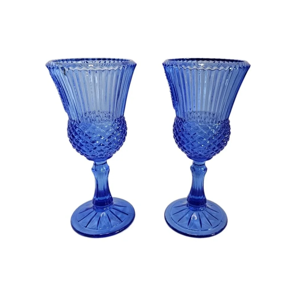 Avon Fostoria Blue Cobalt Glass Goblets Martha & George Washington Americana Set